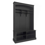 47.2'' Wide Hall Tree With Bench And Shoe Storage,Multi-Functional Storage Bench With 3 Hanging Hooks & Open Storage Space,Rectangle Storage & Shelves Coat Rack For Hallway