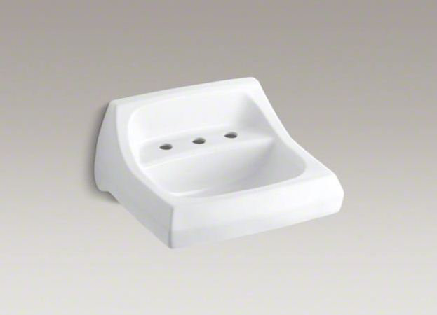 Kingston Vitreous China Rectangular Wall Mount Bathroom Sink with Overflow, White, Single Hole