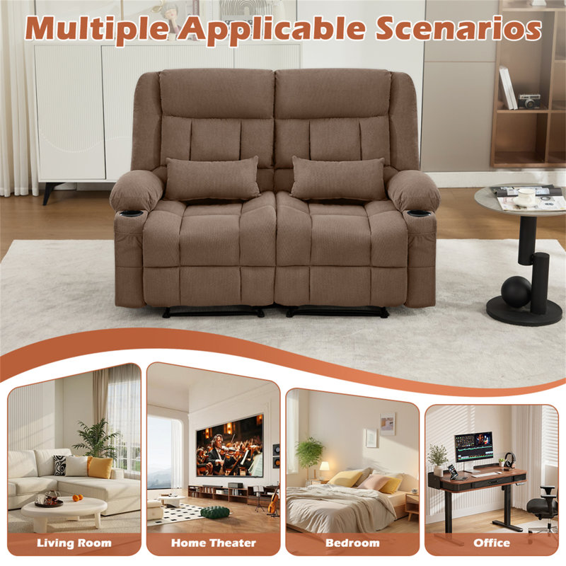 Causeuse inclinable avec porte-gobelets pour salon