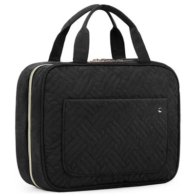 Large Toiletry Bag Travel Bag With Hanging Hook, Water-Resistant Makeup Cosmetic Bag Travel Organizer,(Black)