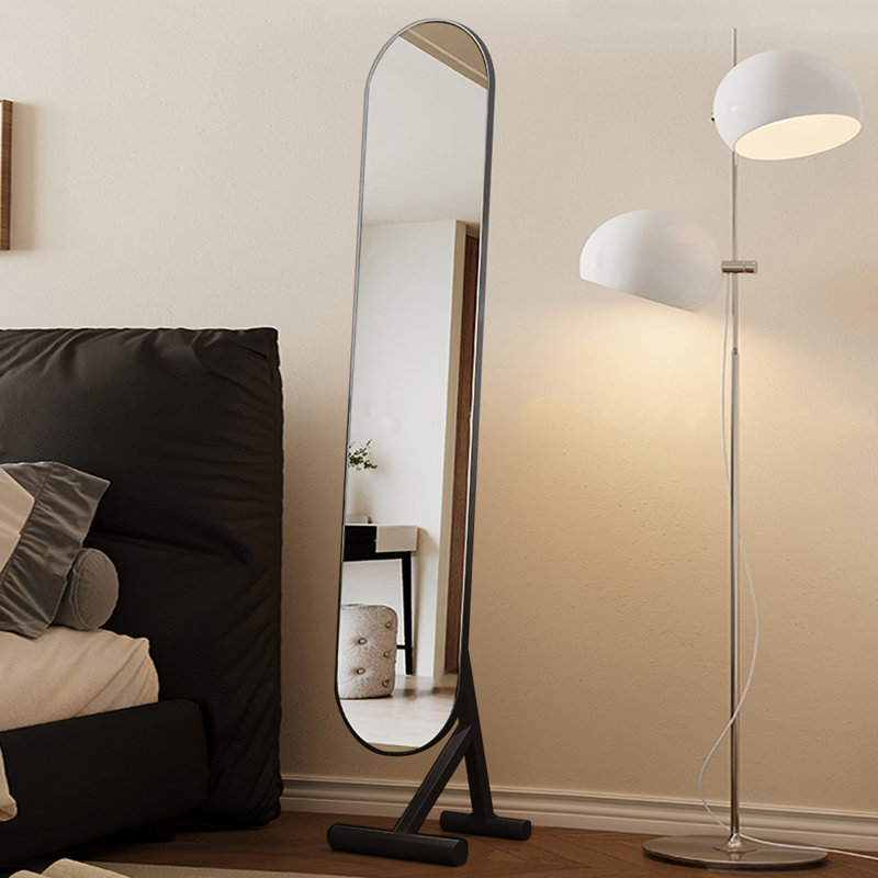 Modern Minimalist Iron Frame Arched Full-Length Mirror, Black