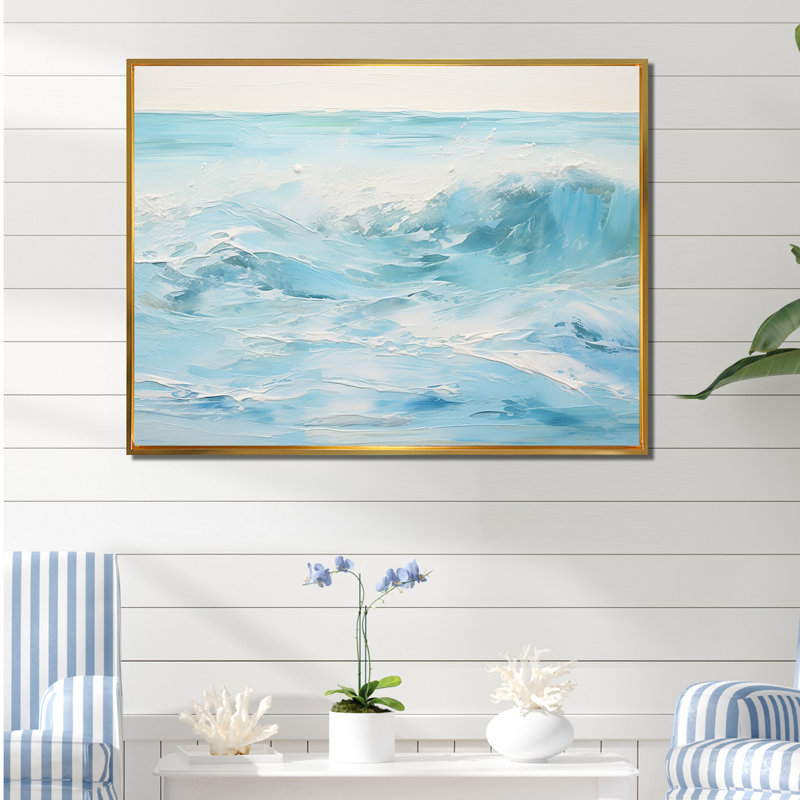 Plumlee - plage et océan, art mural sur toile, H 24 po x l 32 po x P 1 po, Cadre flottant doré