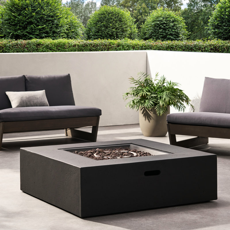 Table de feu d'extérieur - 50 000, sans assemblage, réservoir carré gris foncé, gris