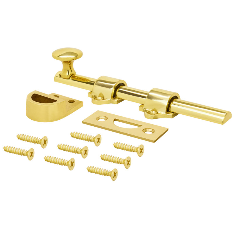 Boulon de porte hollandais robuste en laiton massif, Laiton poli, H 6 po x l 1,625 po x P 0,8125 po