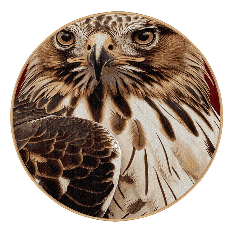 Washable Red tailed Hawk Birds Area Rug, Rectangle 7' x 9'