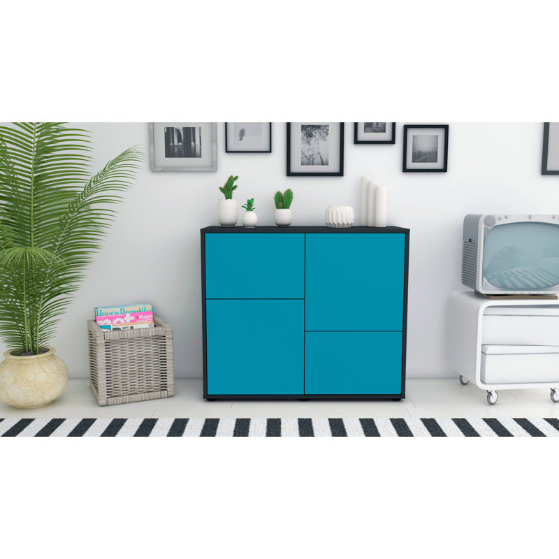 Ramona 92cm Sideboard, Anthracite/Turquoise