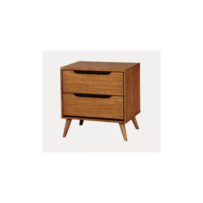 1pc Nightstand Modern Mid-Century Style Recessed Drawers Handle Bedside Table Bedroom