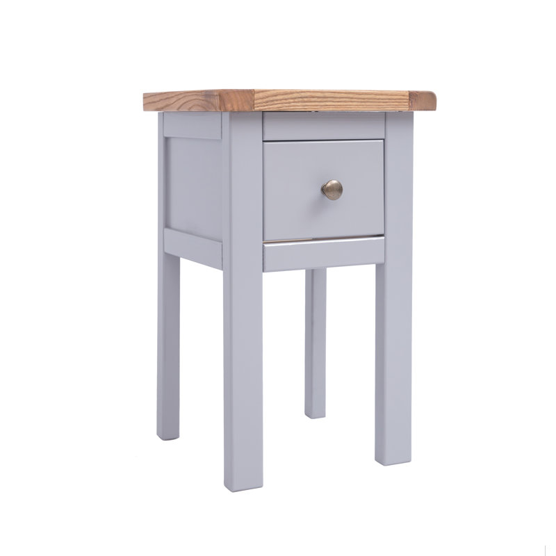 Snelson 35cm W Plywood / Laminate Board Bedside Table, Grey/Antique Brass