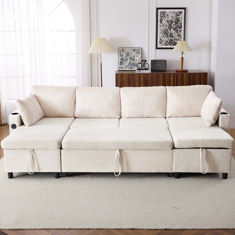 Versatile Sectional Sofa Bed with Storage and USB Charging