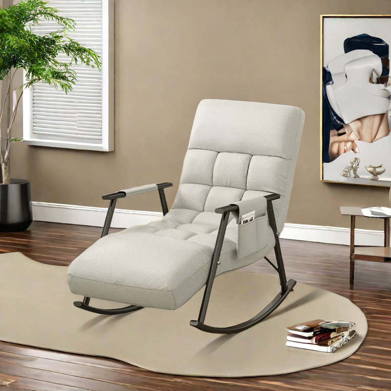 Chaise berçante réglable ergonomique en métal, Gris, Noir