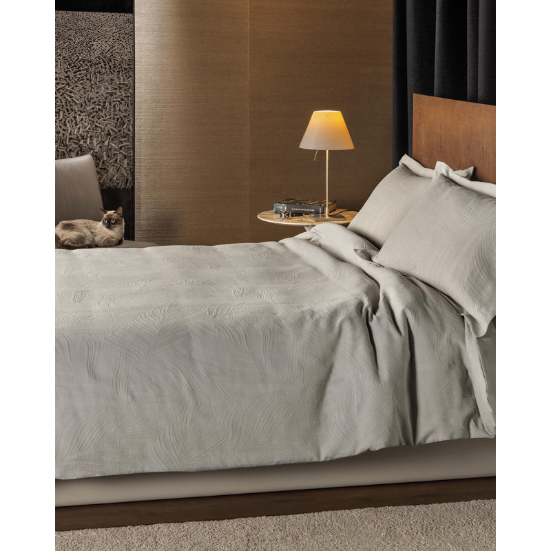 Mckeehan Cotton Floral Duvet Cover Set with Pillowcases Included, Double Duvet Cover + 2 Standard Pillowcases, Stone