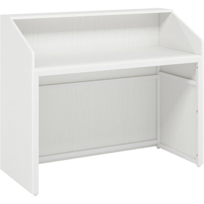 Bureau de réception blanc moderne de 47 po avec comptoir, table de réception avec œillets et panneaux d'intimité, caisse de vente au détail pour bureau, hall d'entrée, salon, bureau à domicile