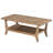 Solid Wood Farmhouse Brown Rectangle 47-Inch Mid-Century Center Coffee Table with Open Storage Shelf, 2-Tier Modern Simple Low Cocktail Tea Table-659205819
