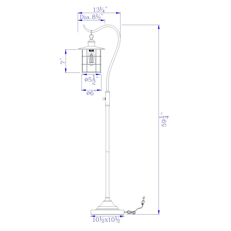 Lampe sur pied arquée 60 po Hampson, rouille