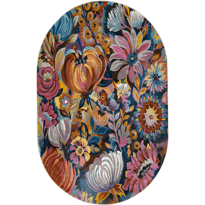 Floral Indoor Rug, Oval 5'3" x 7'10"