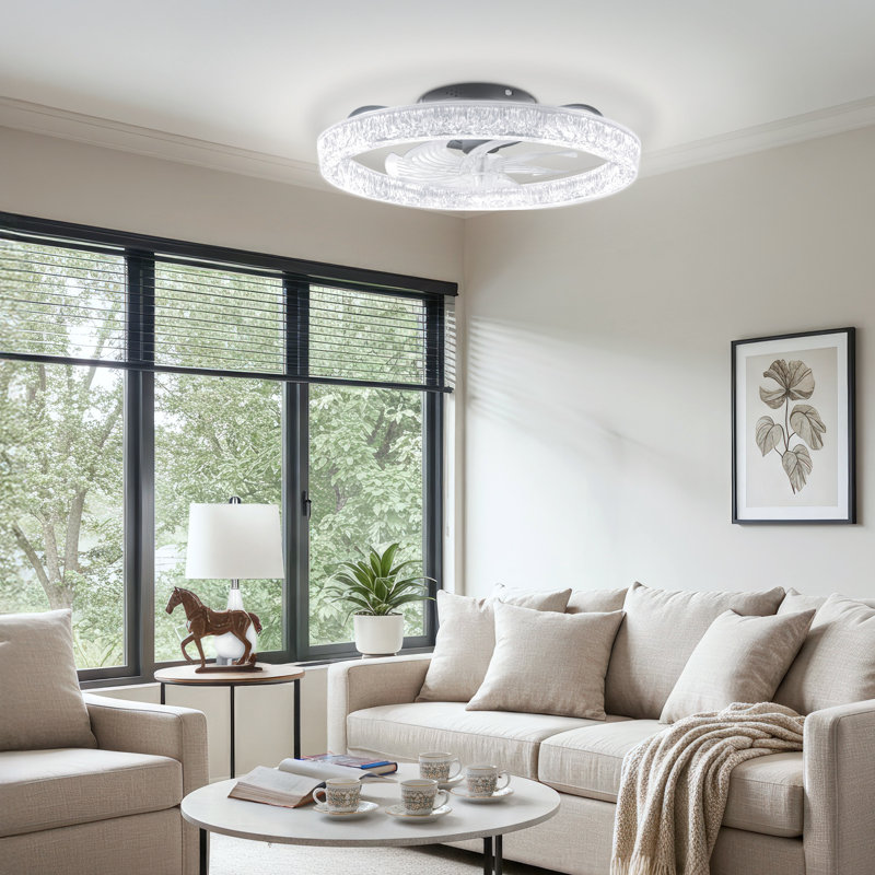 20" Ceiling Fan With Light for Bedroom, White