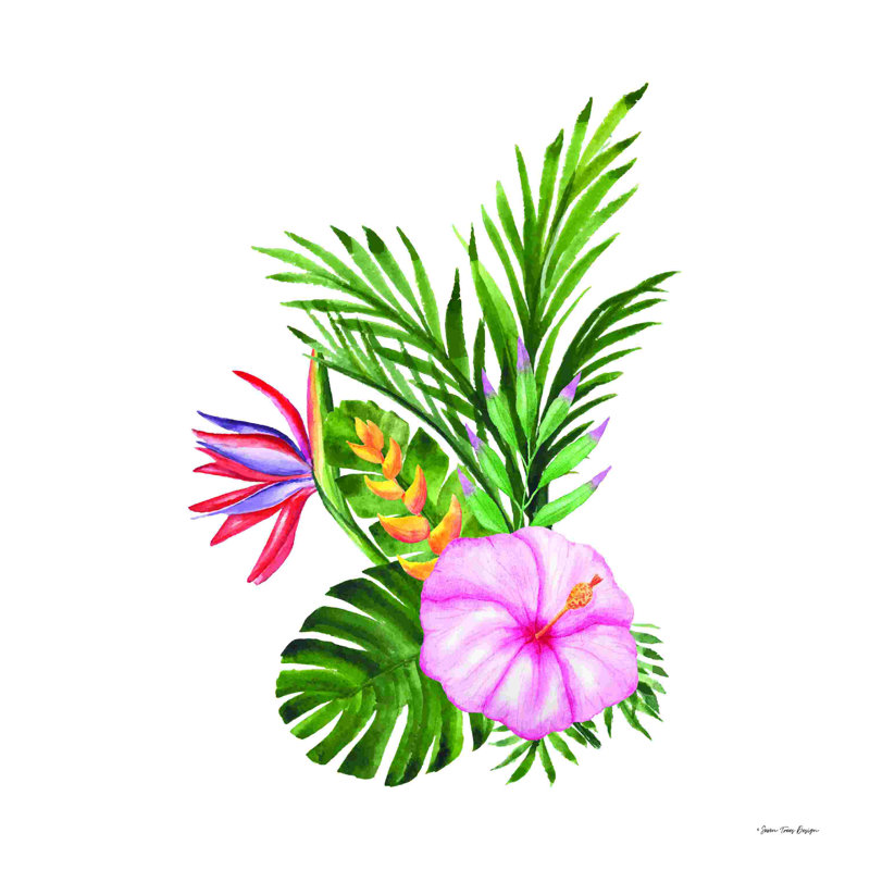 Bouquet tropical, H 36 po x l 36 po, Non, Toile tendue