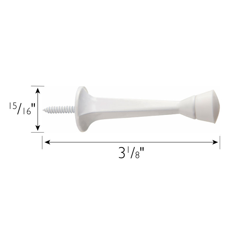 Rigid Cast Door Steel Baseboard Stop, White, 20