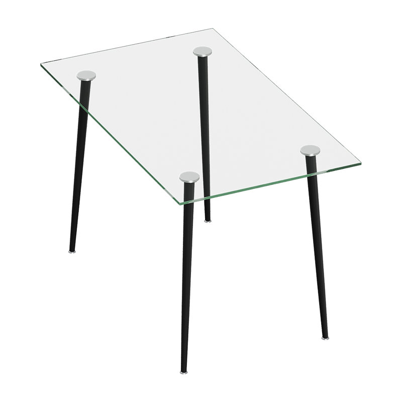 Glass Top Metal Base Dining Table