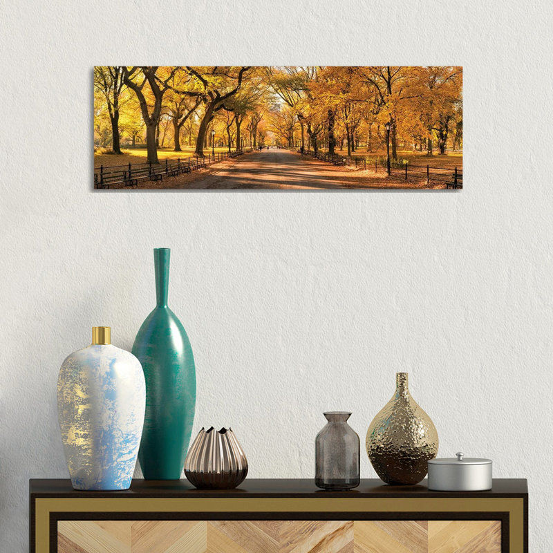 Central Park Panorama In Autumn, New York City, USA by Jan Becke - Wrapped Canvas Panoramic Print
