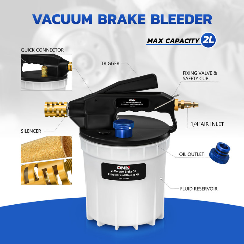 2L Vacuum Brake Oil Extractor Bleeder Kit+1L Refilling Bottle For Car Truck Atv