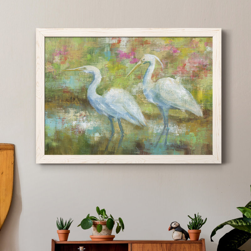 "Egret Tapisserie", cadre photo, reproduction d'art sur toile, H 31,5 po x l 23,5 po x P 1,5 po, Blanc