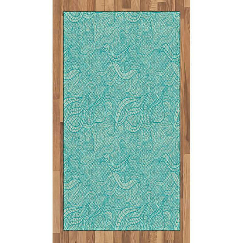 Tapis décoratif à longues fibres en polyester Aqua, Rectangle 2 pi 7 po x 5 pi