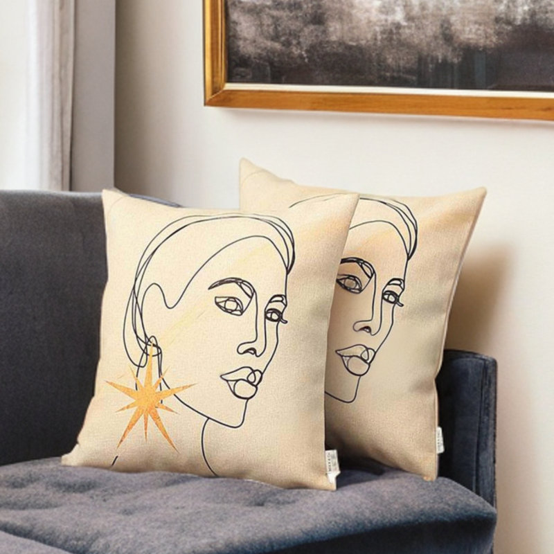 Ensemble de deux coussins décoratifs en polyester à fermeture à glissière
