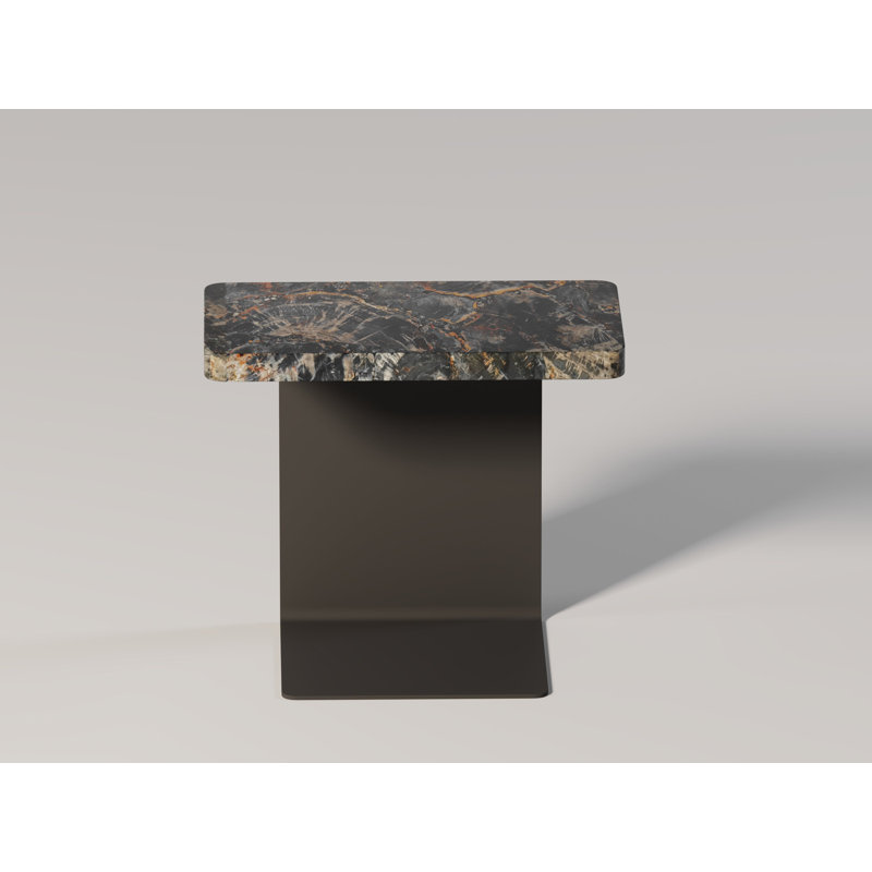 Table de bout Équerre, Bois noir pétrifié