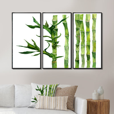 Bamboo Branches In The Forest III - 3 pièces, reproduction sur toile