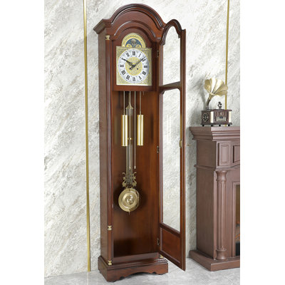Horloge de plancher mécanique en bois massif de style européen