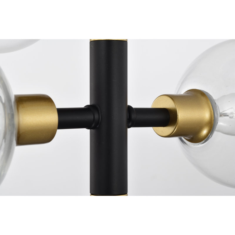 Plafonnier semi-encastré Silvia 4 lumières noir mat et laiton