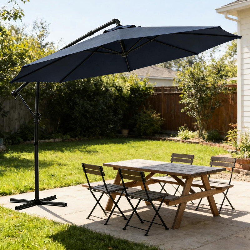 Parasols de patio réglables, fabrication en acier polyester bleu marine, solution d'ombrage d'extérieur moderne