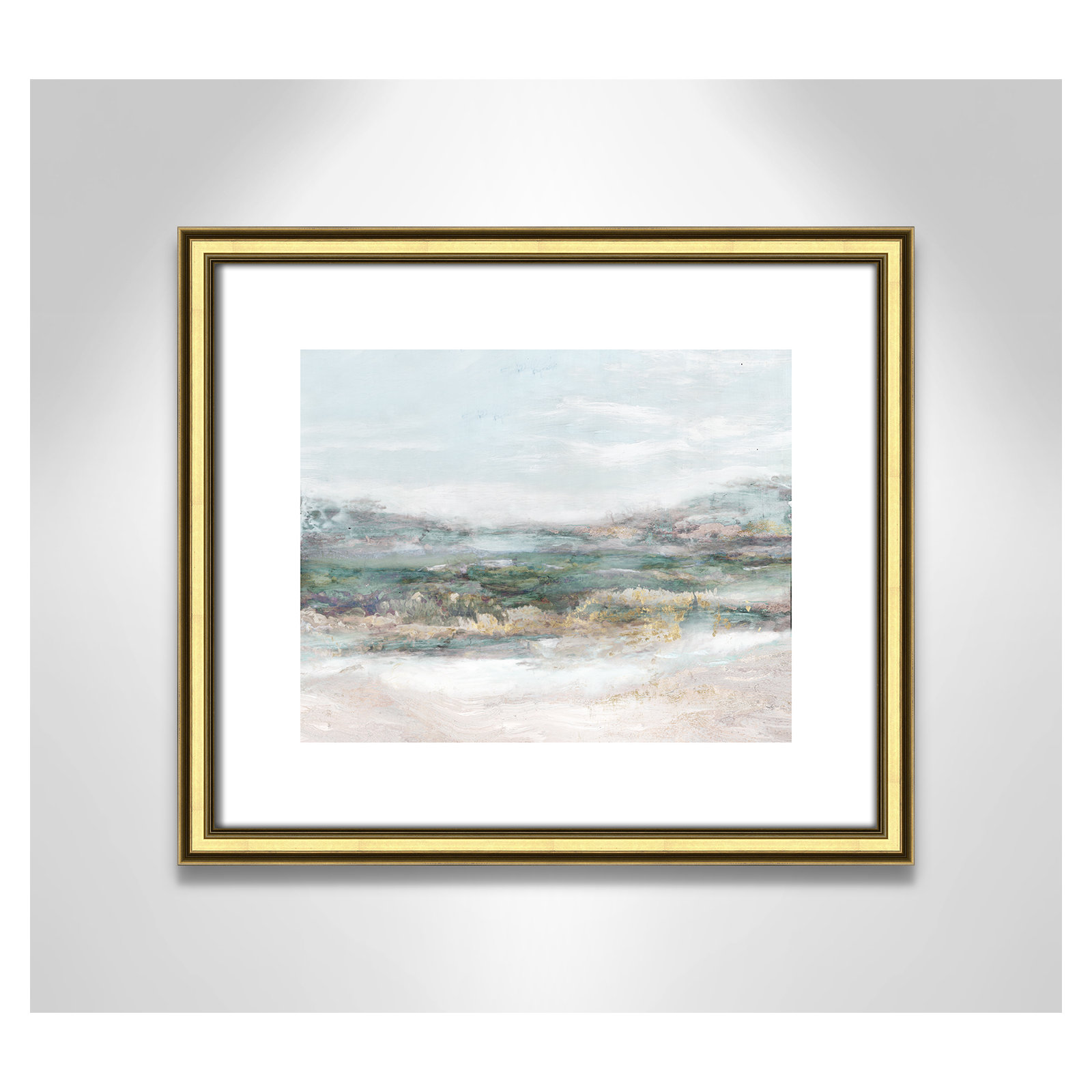 Gold Framed Paper, White, 13" H x 15" W x 0.875" D