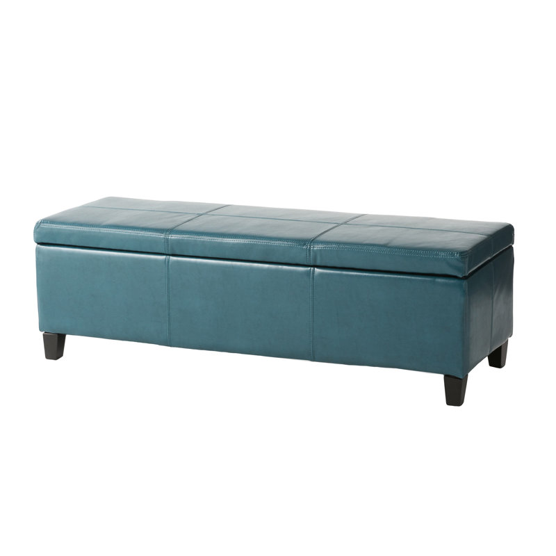 Modern Pu Leather Storage In Teal - 17.23W X 50.91L 16.54H, Enhances Home Ambiance Bench With Cover 50.91X17.23X16.54, Versatile Seating Option