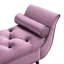 Banc rembourré mauve avec 2 coussins, accoudoirs roulés et pieds en chêne massif pour le salon