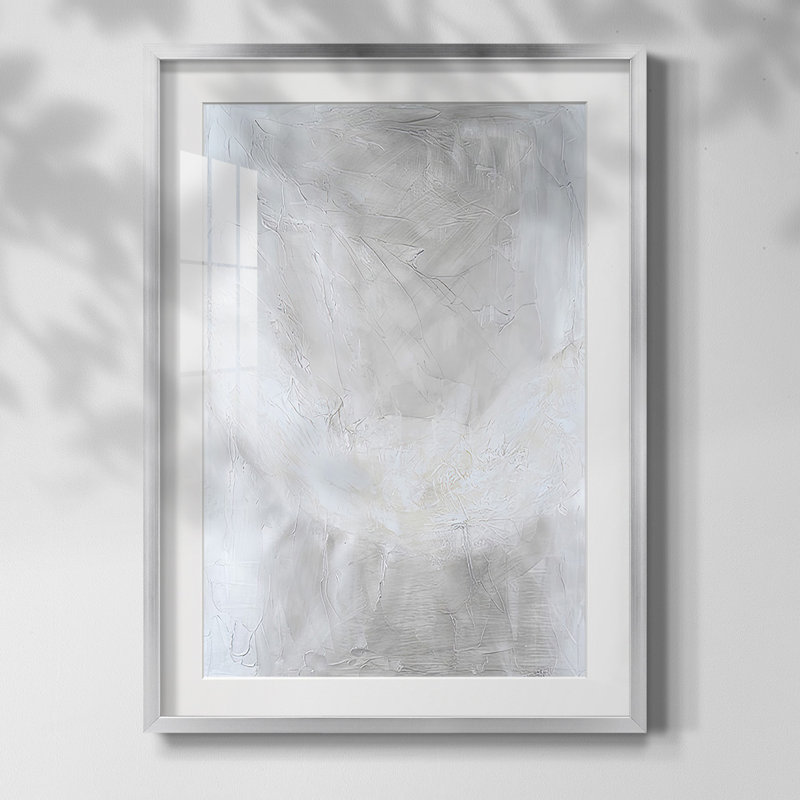 Snowdrift II, Blanc, Papier avec cadre argenté