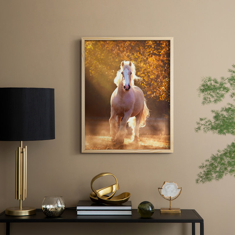 Impression encadrée «Horse Motion» - bois massif, H 21 po x l 17 po