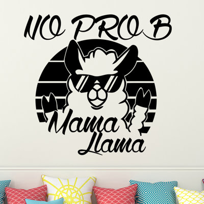 Décalcomanie murale "no prob maman llama"