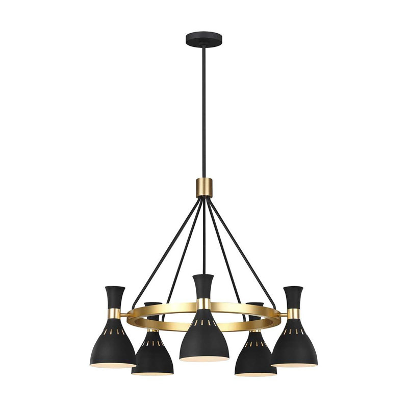 Zahir 5 - Light Waggon Wheel Chandelier, Midnight Black