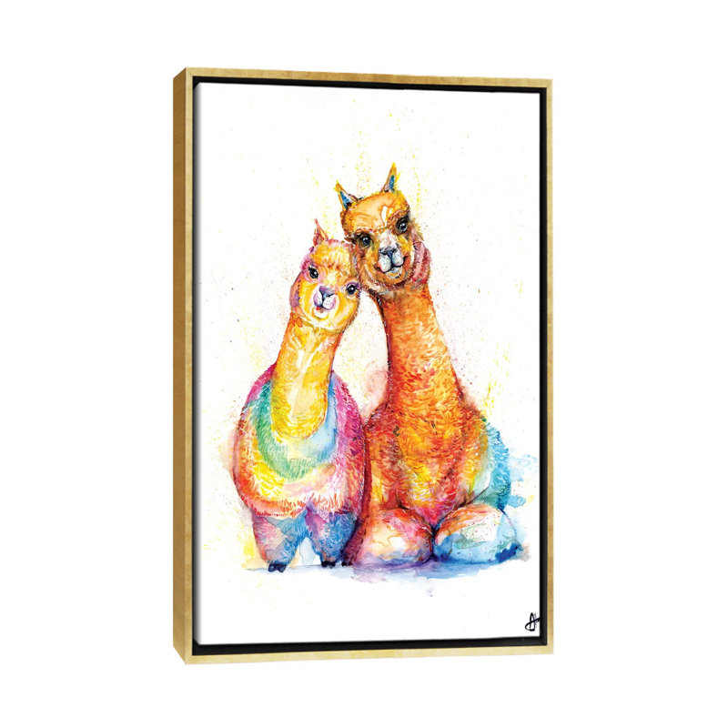 Décoration murale Packa 'Alpaca Kids, H 60 po x l 40po x P 1,5 po, Toile encadrée d'or