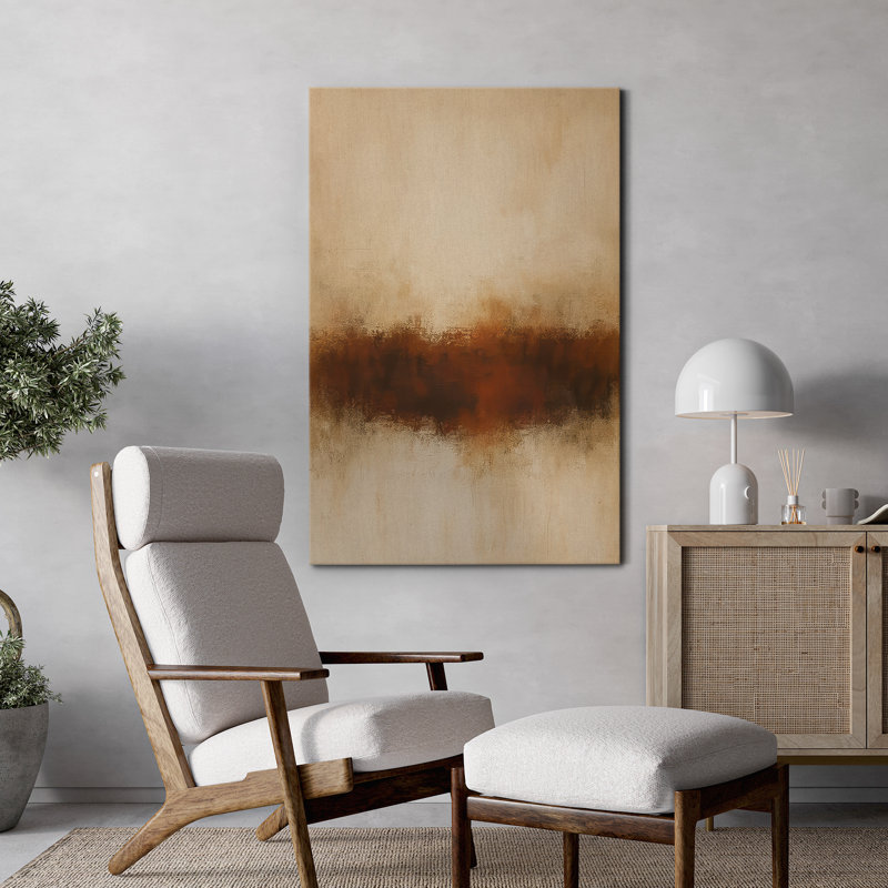 Toile, art mural beige, impression de paysage abstrait pour le décor du salon, H 24 po x l 16 po, Sans cadre, Toile tendue