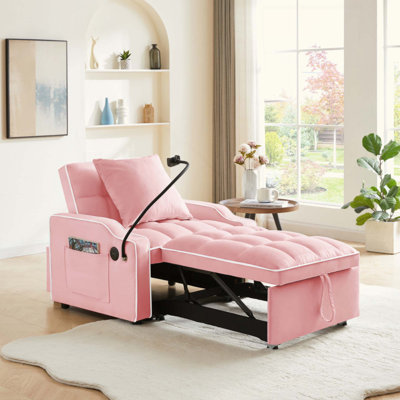 Sleeper Sofa Chair Bed,  3 In 1 Convertible Sofa Chair With With Adjustable Backrest & Phone Holder & USB, Type-C, Adjustable Recliner, Armchair For Living Room Bedroom Apartment Small Space