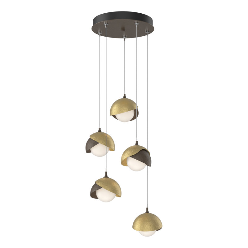 Brooklyn 5 - Light Cluster Geometric Pendant, Bronze, Bronze, Standard: 15" to 80"