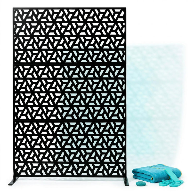 Decorative Garden Privacy Screen with Stand, 183x120cm Large Freestanding Metal Outdoor Divider with Installation Accessories, Trash Can Privacy Fence Screen Panels for Patio, Garden, Pool & Indoor.