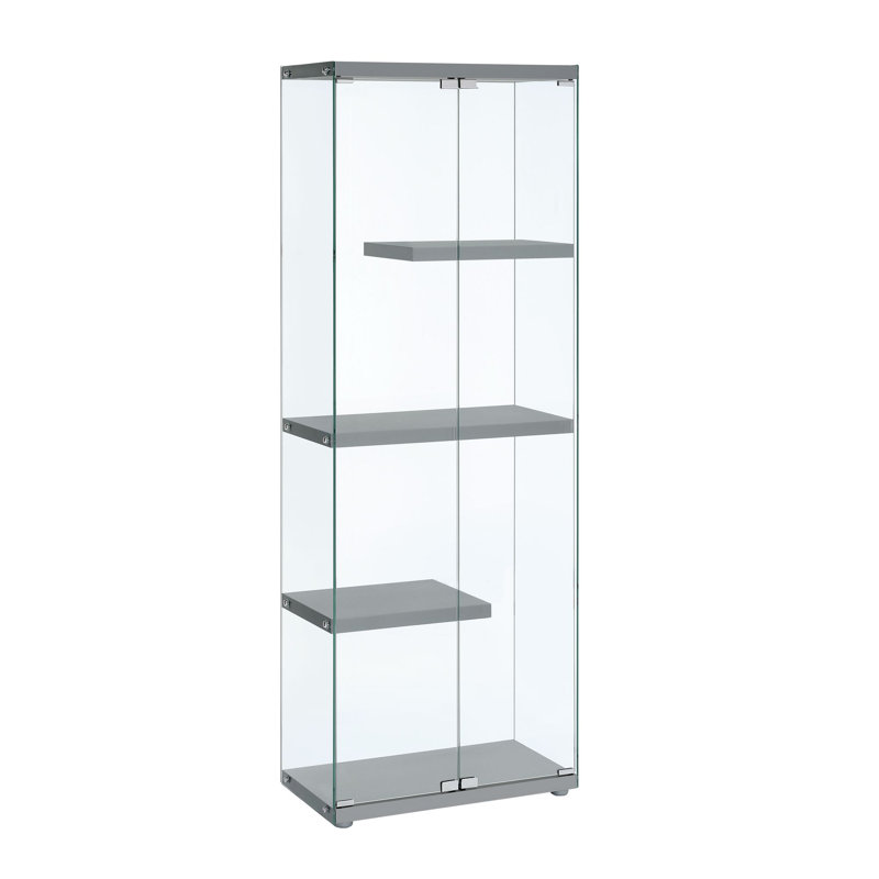 Maxwell Black Glass Lighted Display Cabinet with Magnetic Doors