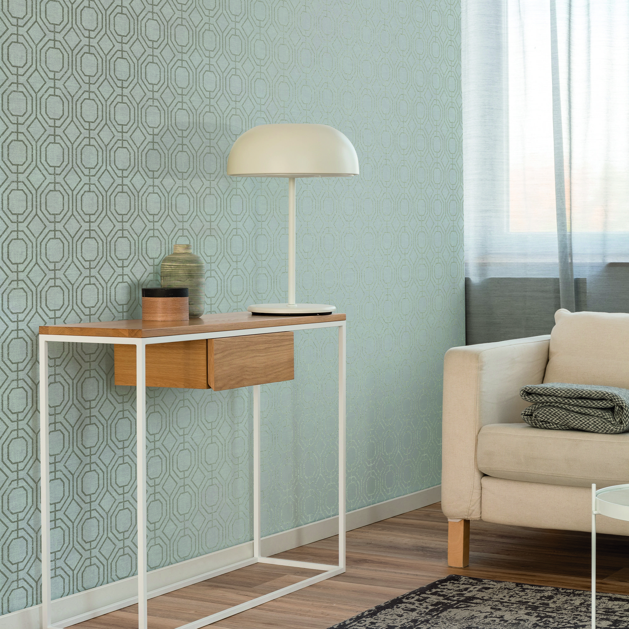 Graham & Brown Superfresco Easy Luxe Duck Egg Geometric Wallpaper Wayfair.co.uk