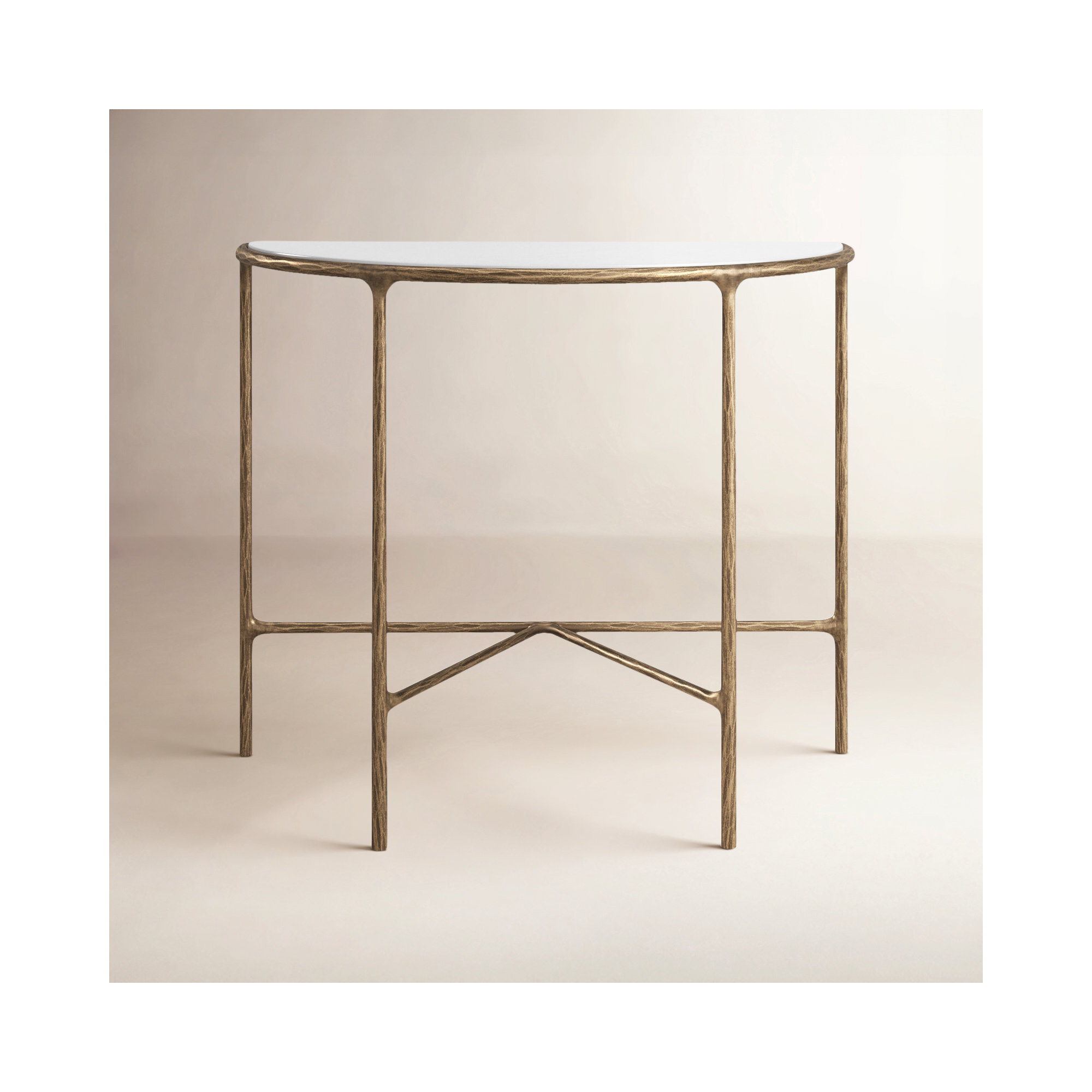 Evelynn 36'' Console Table, Brass, White Marble