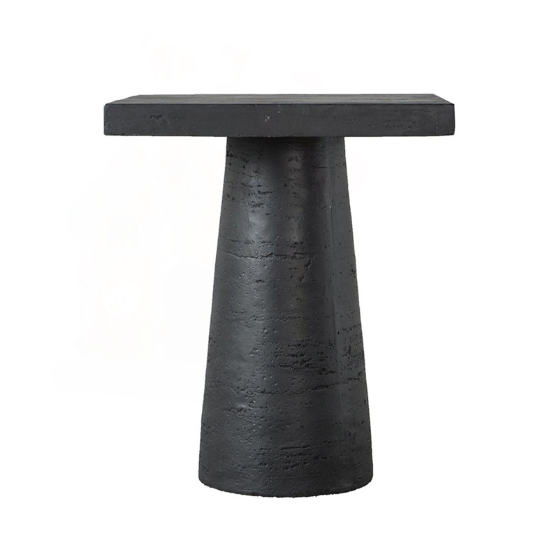 Square Pedestal Side Table in Black Finish