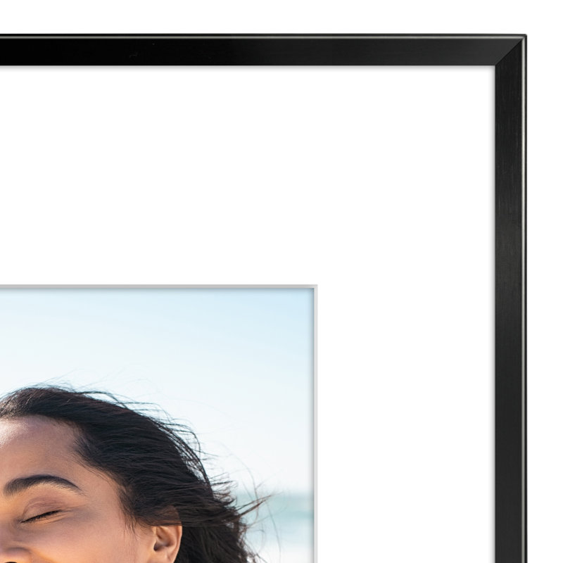 Cadre photo Cadre en aluminium Americanflat - Cadre avec passe-partout - Verre résistant aux chocs, 9 po x 12 po, Noir